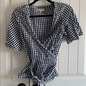 Gingham wrap shirt